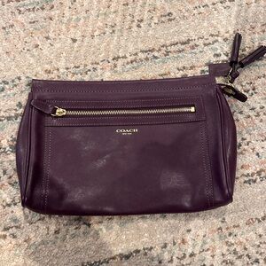 Coach Dark Purple Leather Clutch